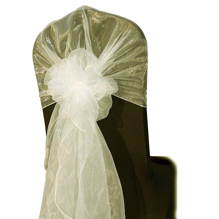 10 Stück elfenbeinfarbene Organza-Haube – Bild 1