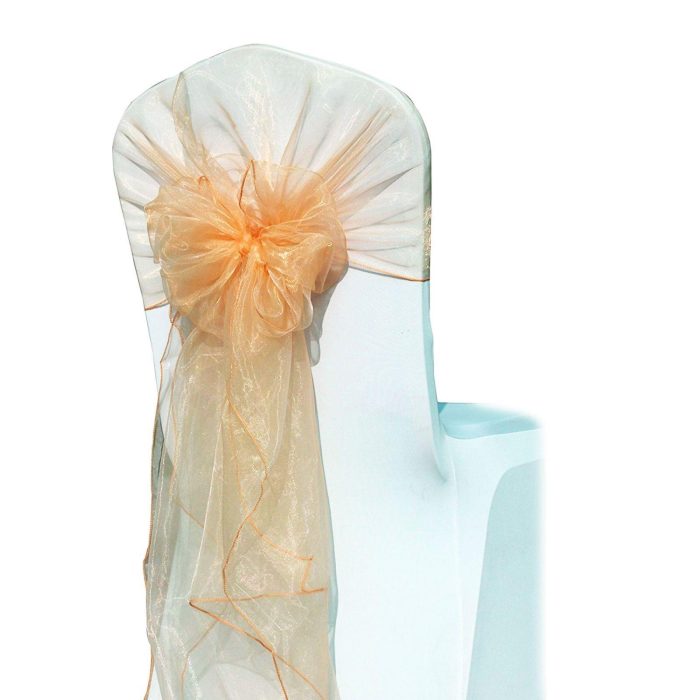 10Pc Peach Organza Hood - Image 1