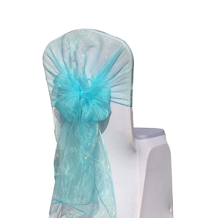 10-teilige türkisfarbene Organza-Haube – Bild 1