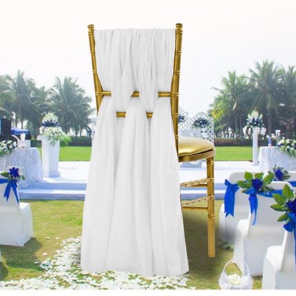 White Chiffon Vertical Chair Drapes Weave Set of 5